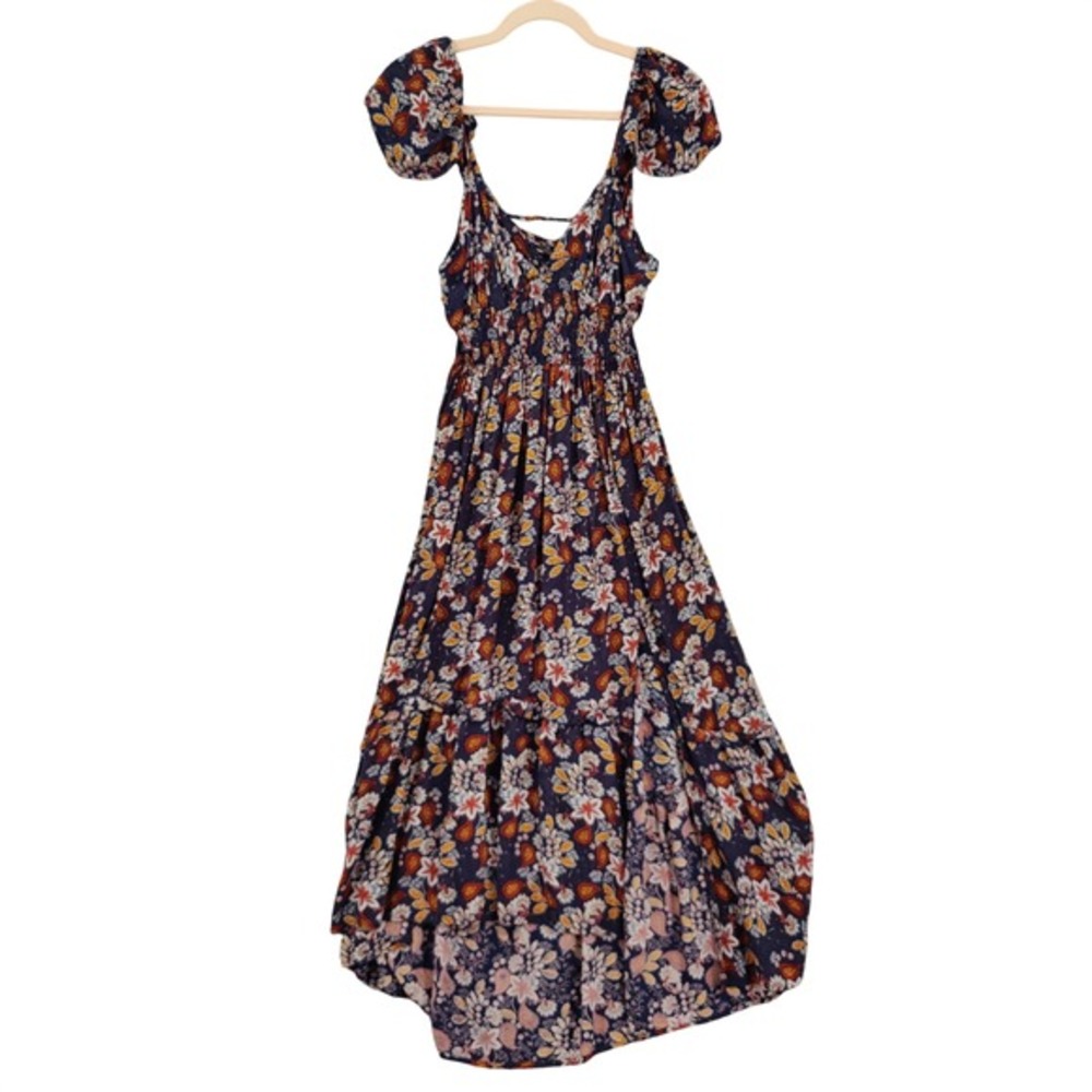 Angie Womens Romantic Cottage Peasant Gypsy High-Low Maxi Dress M Floral Paisley
